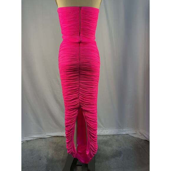 Alex Perry 'Haynes' Pink Nylon Strapless Gown With Gloves Size 10 - Picture 3 of 6